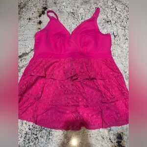 Cacique Pink Swim Top Size 22
